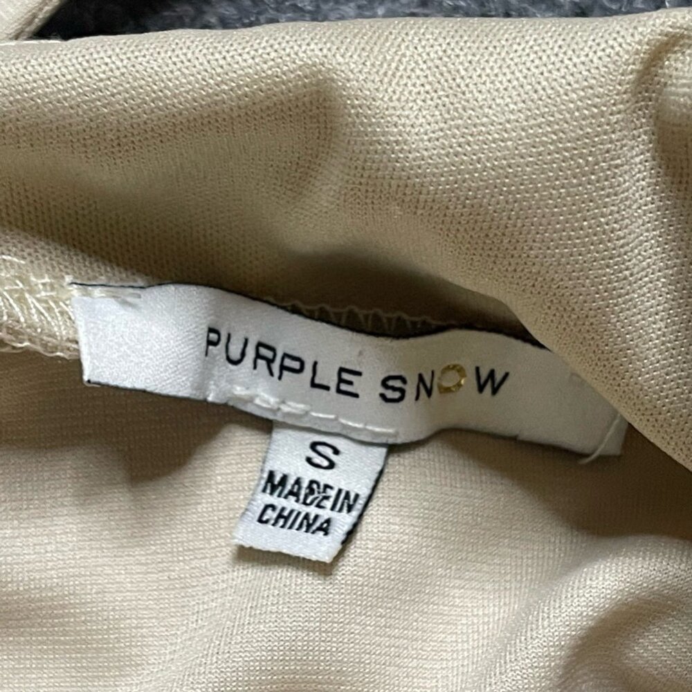 Purple Snow Womens Romper Solid Beige Surplice Neck Sleeveless Open Back S New - Picture 2 of 10